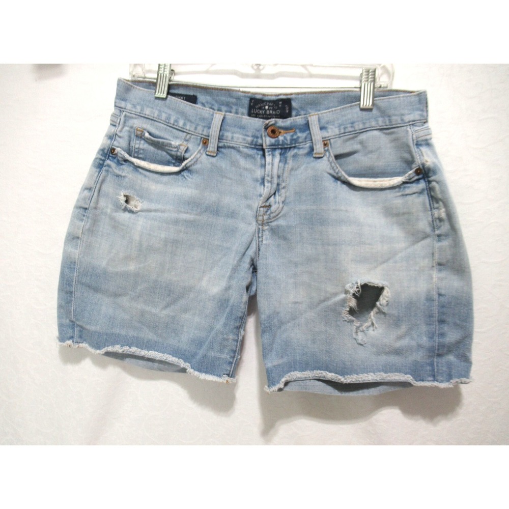 Lucky Brand Size 4/27 Laguna Short Light Washed Distressed Denim Bermuda Shorts